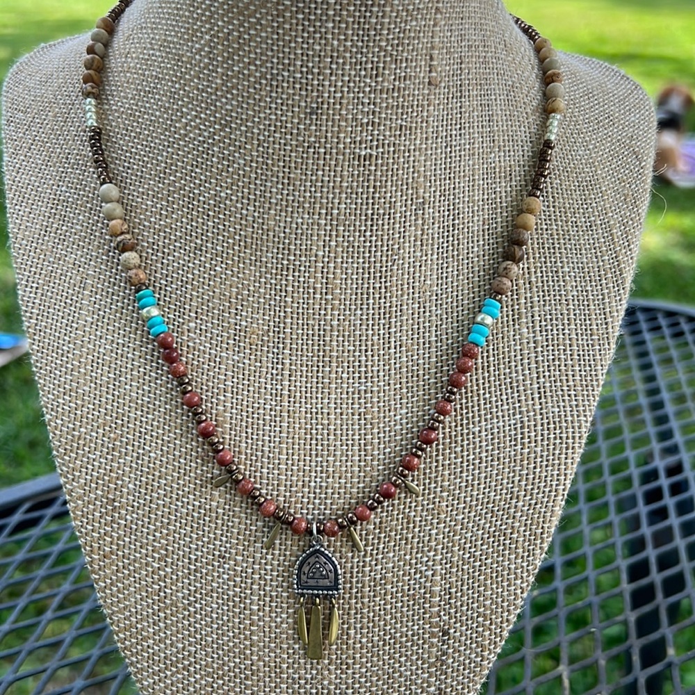 NWOB SILPADA 925 Sterling Silver Howlite Jasper Brass Bead Necklace N3441